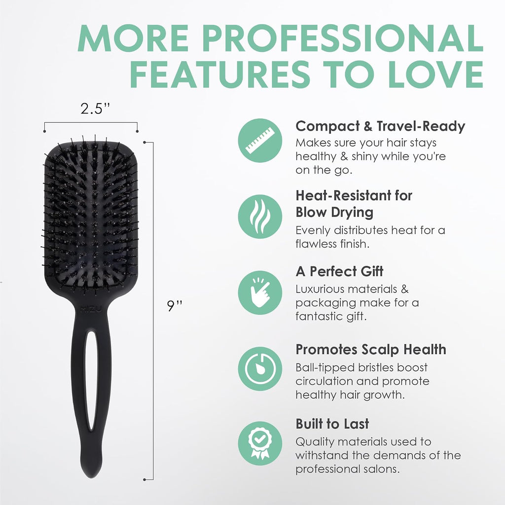 MINT Mizu Waterproof Boar Bristle Detangling Paddle Hair Brush