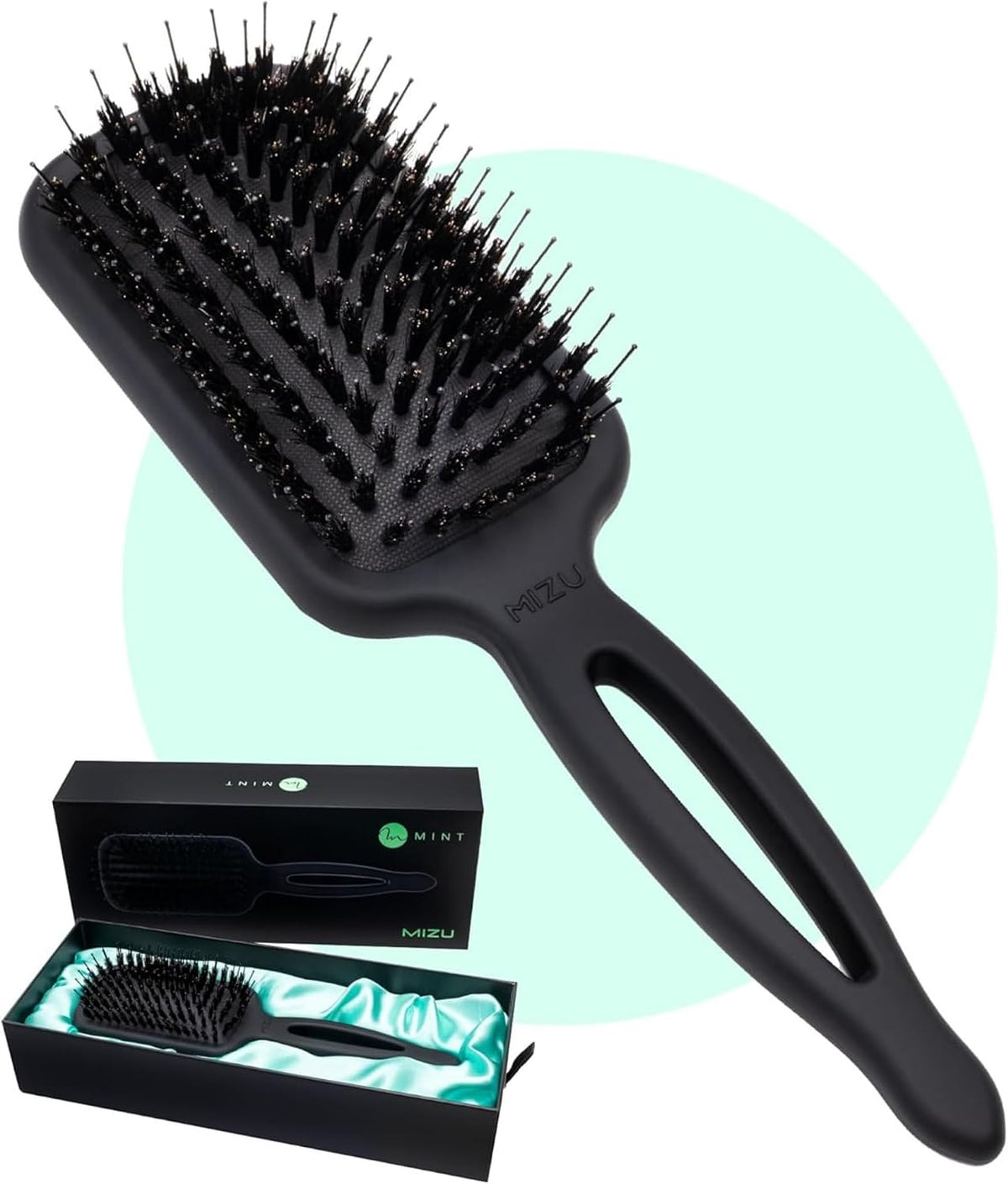 MINT Mizu Waterproof Boar Bristle Detangling Paddle Hair Brush